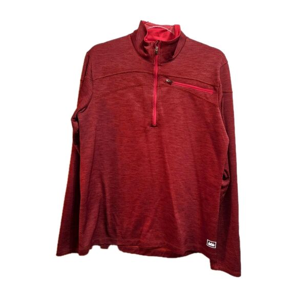 REI Men Sweater Heather Red 1/2 Zip Active Pullover Long Sleeve Sz Mens Medium - Picture 2 of 4